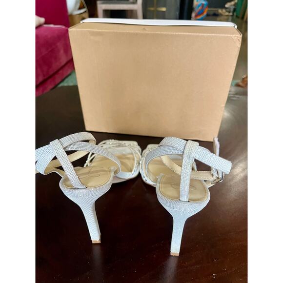 JESSICA SIMPSON Leonah Ankle Strap Sandal Silver Prom Formal Party Size 9 $89 - Picture 9 of 15